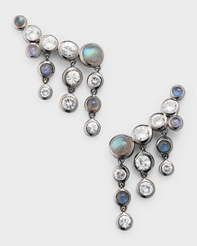 Sterling Silver Labradorite Fringe Crawler Earrings